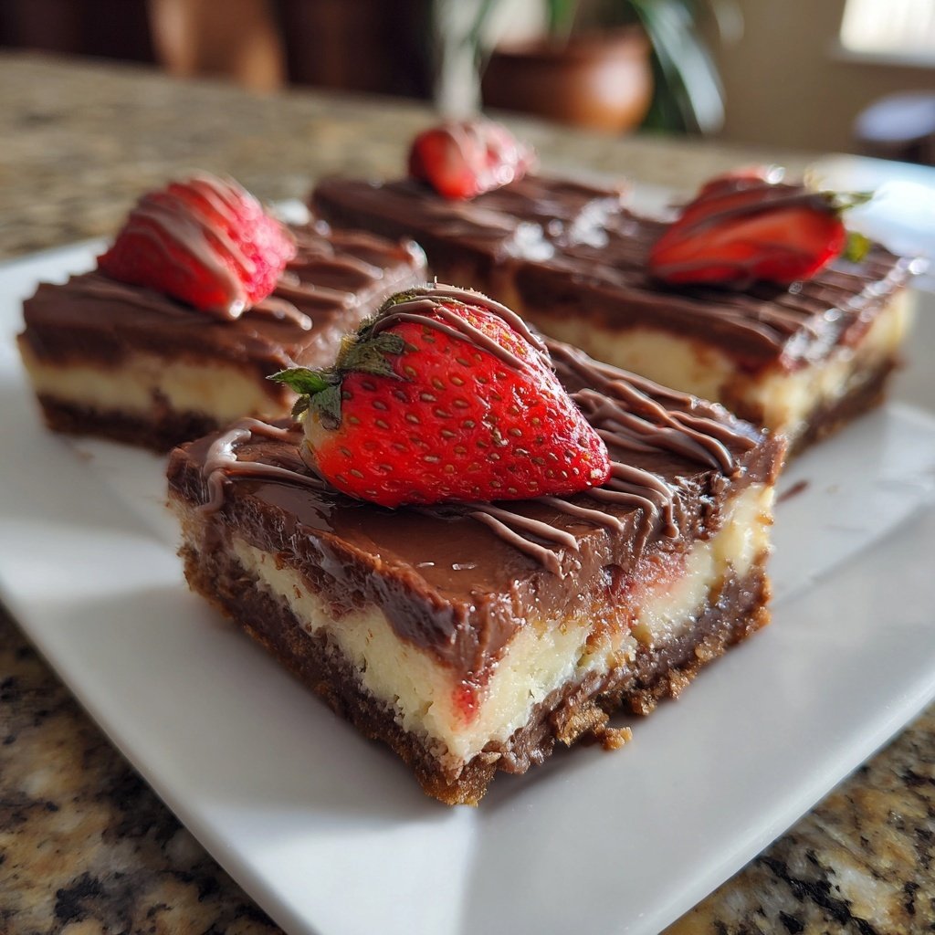 Chocolate Strawberry Cheesecake Bars