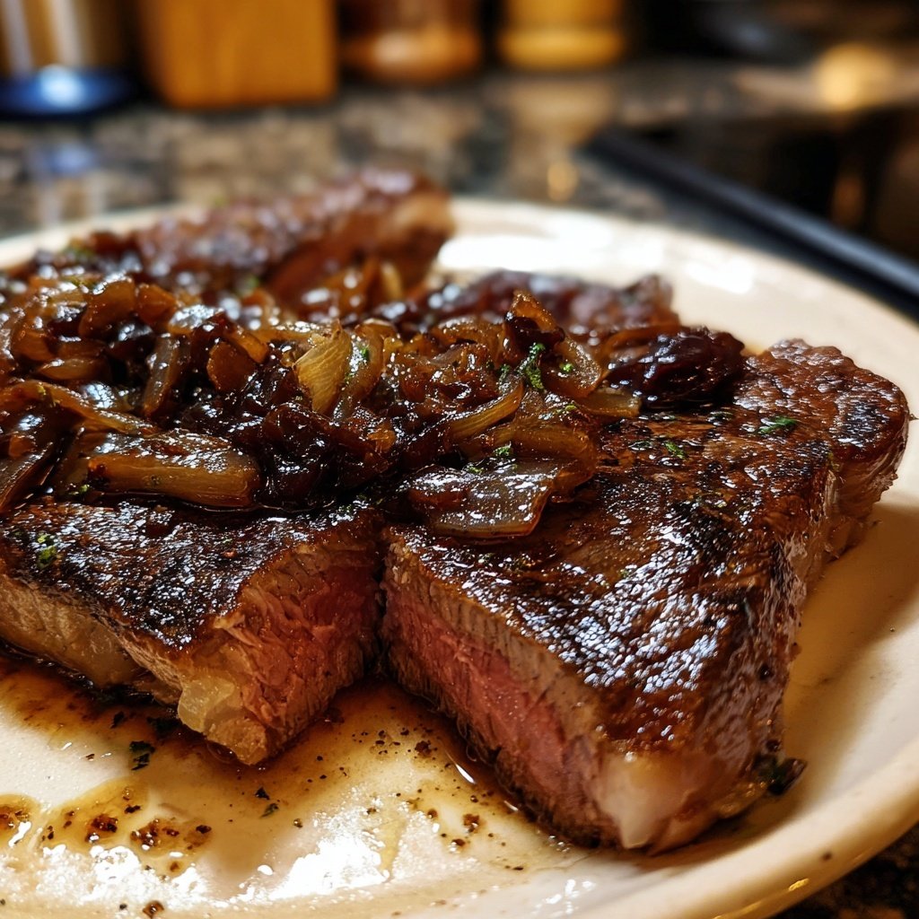 Steak with Balsamic Shallots