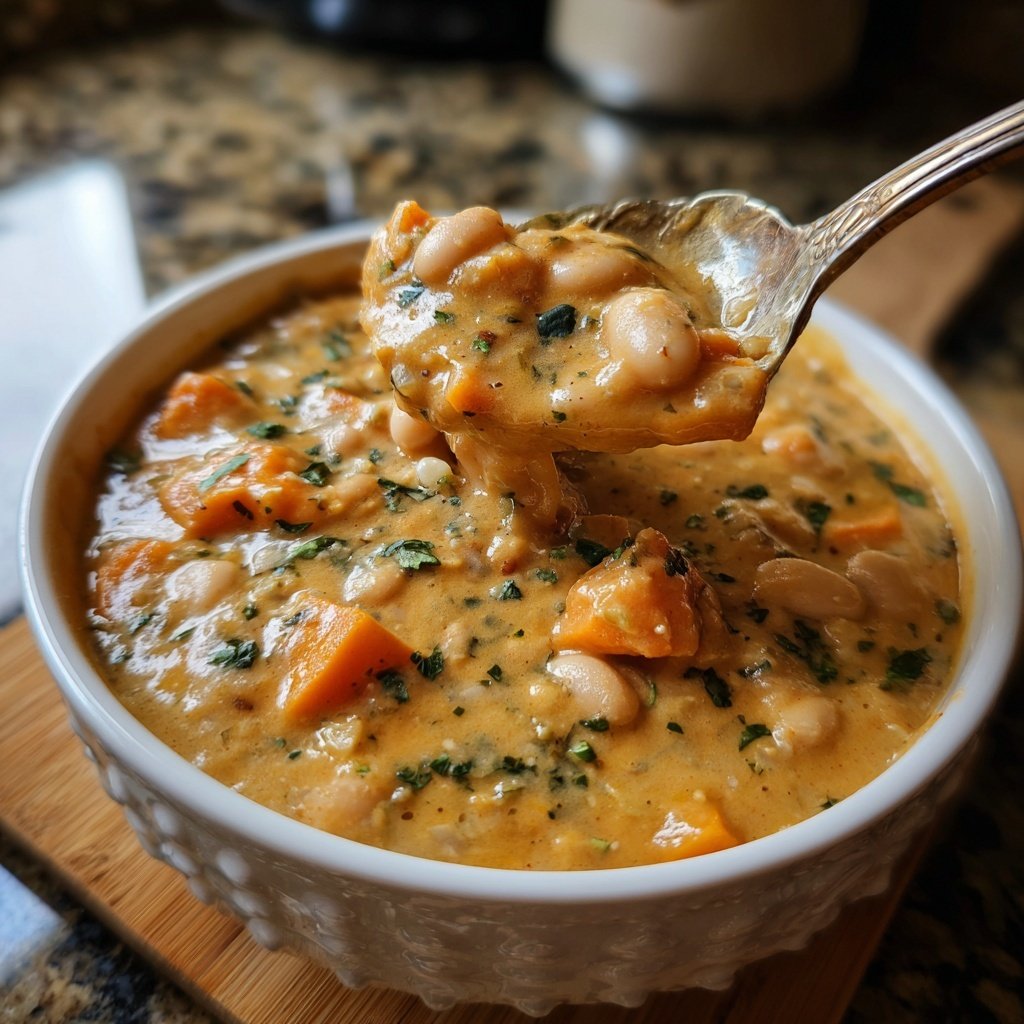 Healthy Crockpot Sweet Potato White Bean Stew