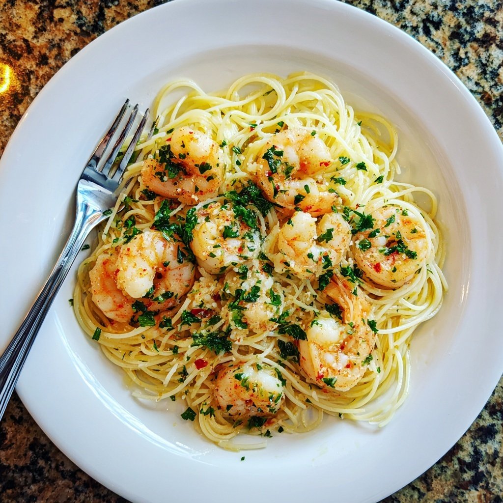 Angel Hair Pasta With Garlic Shrimp