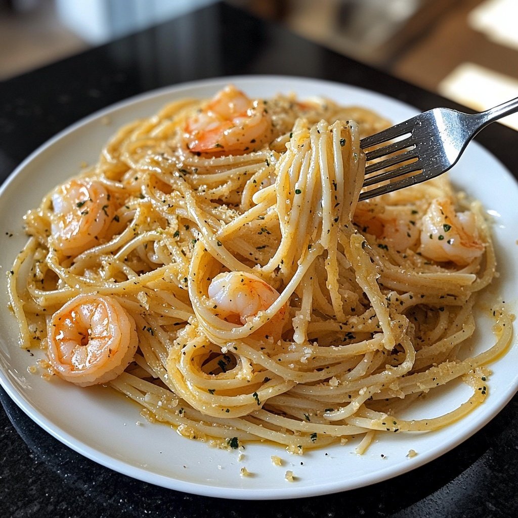 15-Minute Garlic Shrimp Pasta