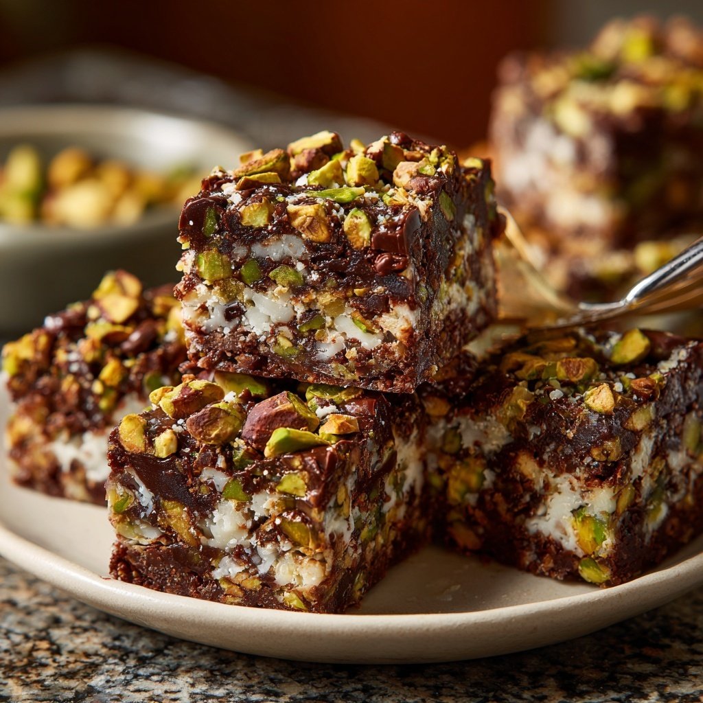 Chocolate Pistachio Coconut Squares