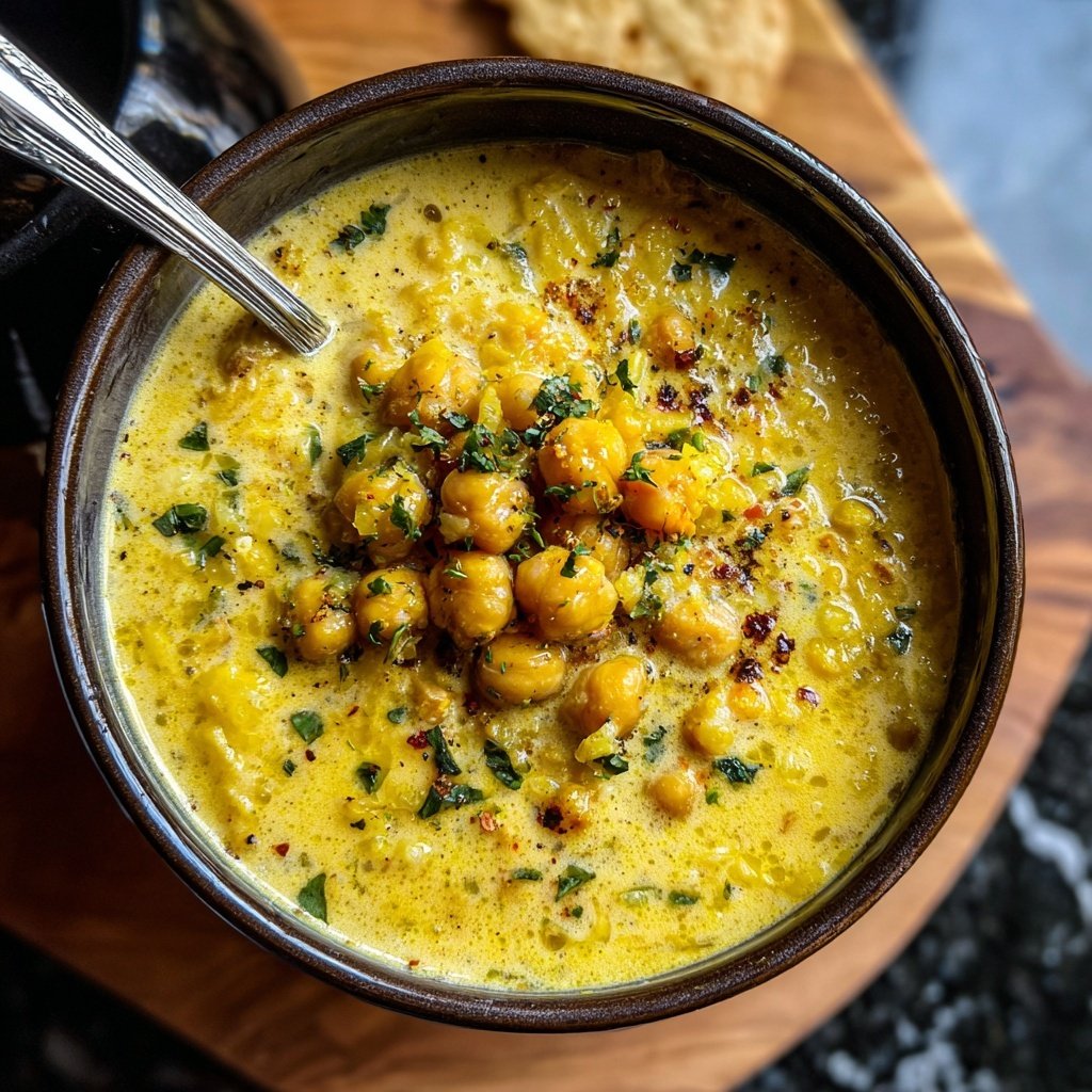 Creamy Lemon Chickpea Rice Soup