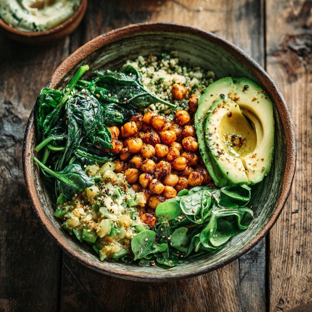 Healthy Lunch Spinach Chickpea Grain Bowl