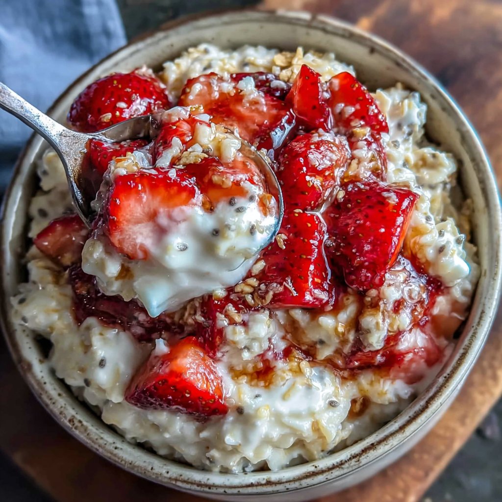 Strawberry Cheesecake Overnight Oats With Chia